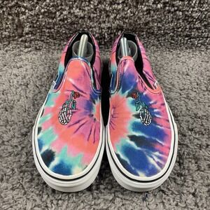 Vans Grateful Dead Sneaker Tie Dye Classic Slip On Women 7 Skeleton Hand Rose